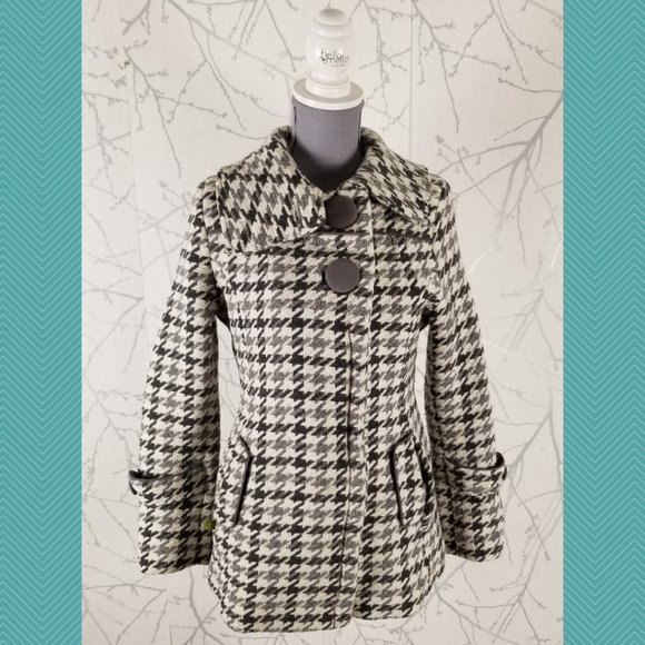 Soia & Kyo White Houdstooth Wool Blend Peacoat - Picture 1 of 9